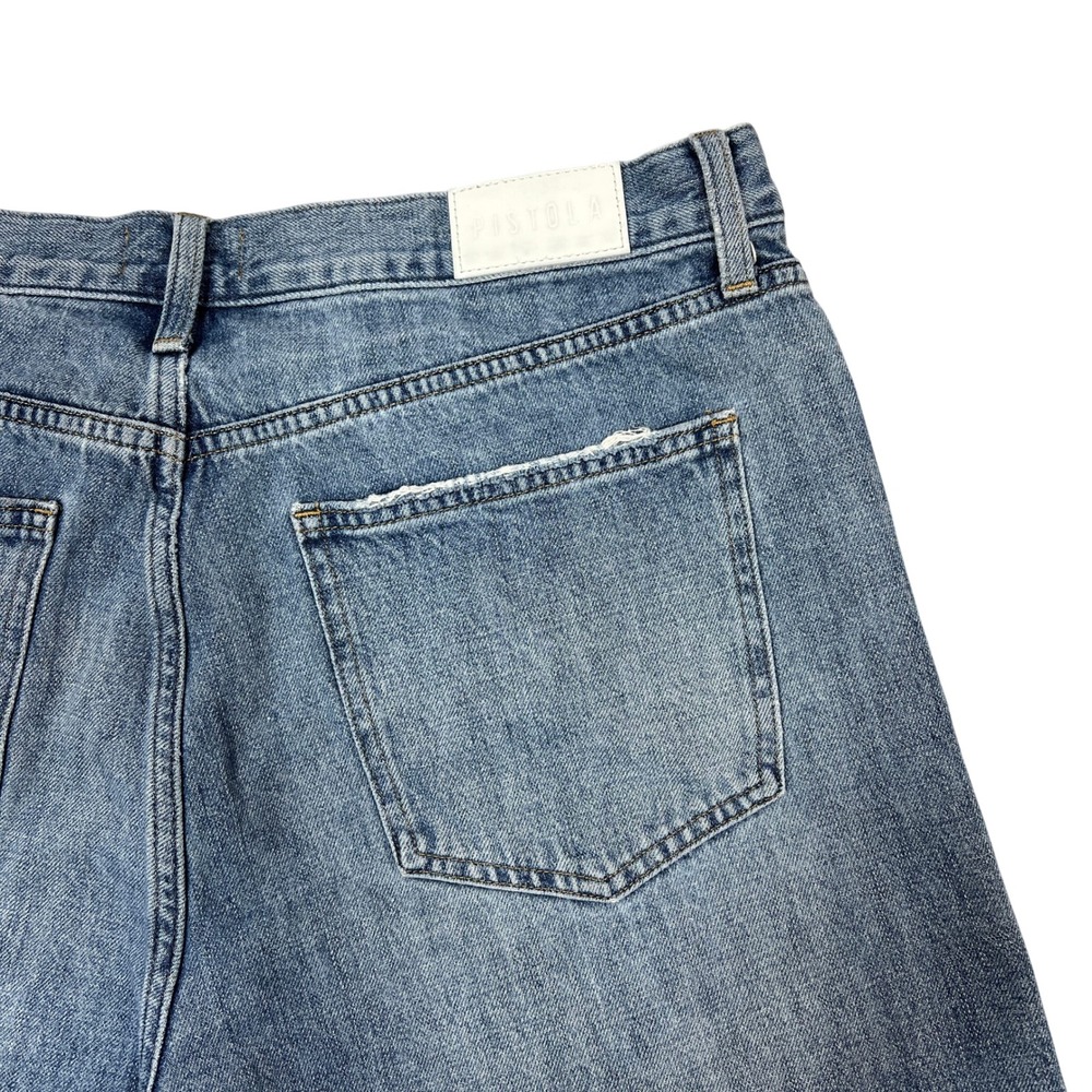 Pistola Loretta Wide Leg Ankle Jeans 33 Lapis High-Rise Crop Distressed Coastal - Picture 13 of 14